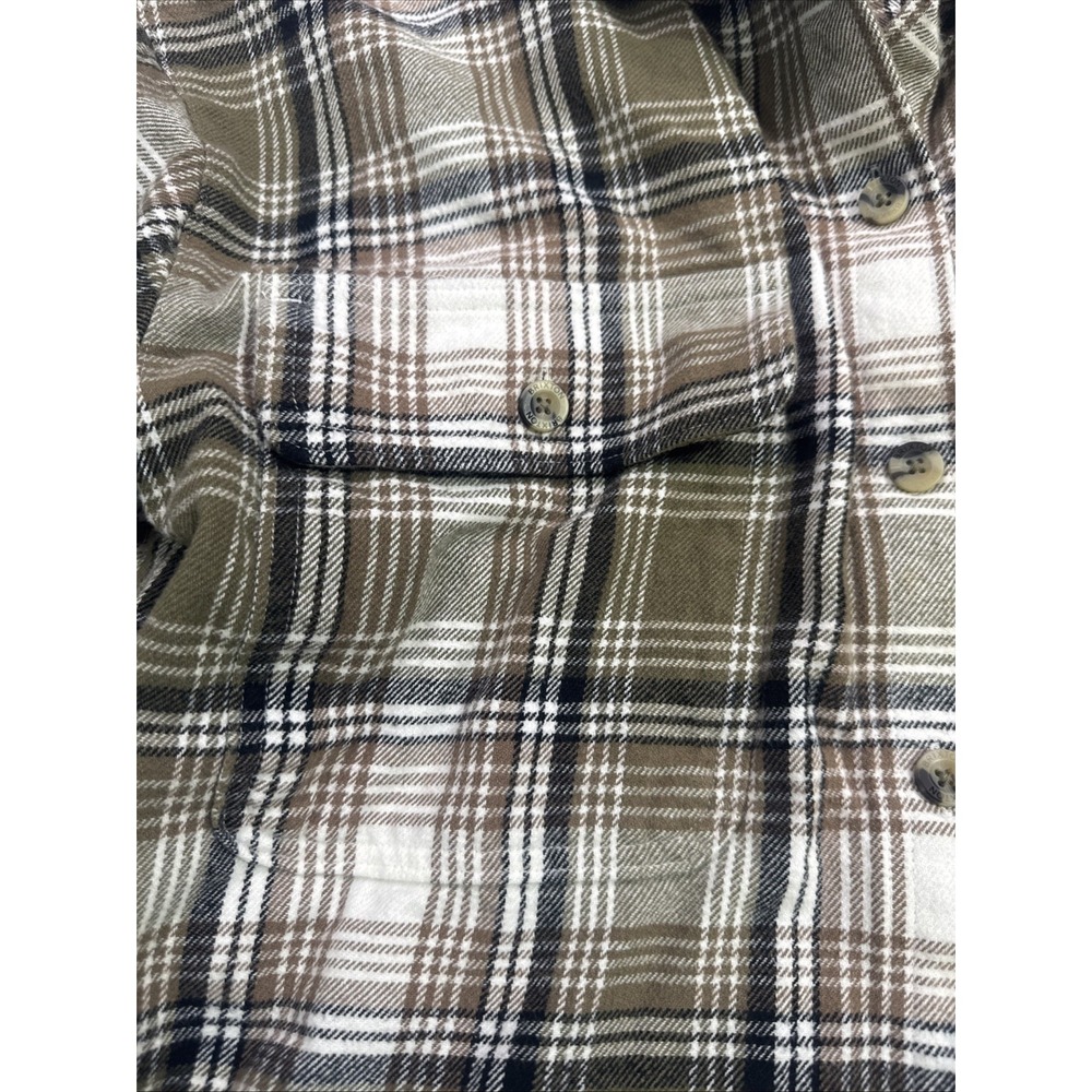 Brixton Women's Plaid Flannel Button Up Shirt Medium Olive Brown Long Sleeve M - Picture 8 of 8